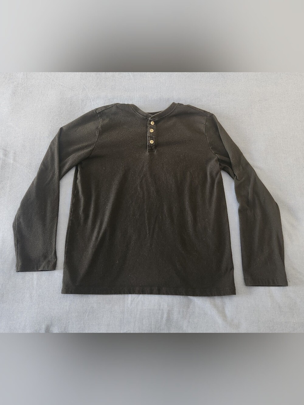 Wonder Nation Girls XL (14-16) Black 3 Button Long-Sleeve Henley Top